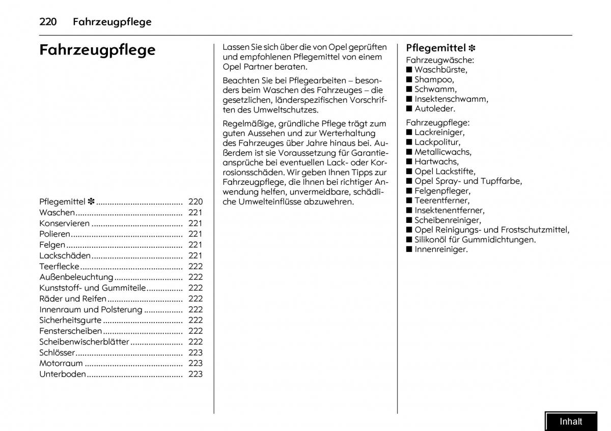 Opel Meriva I 1 A Chevrolet Meriva Vauxhall Meriva Handbuch / page 222