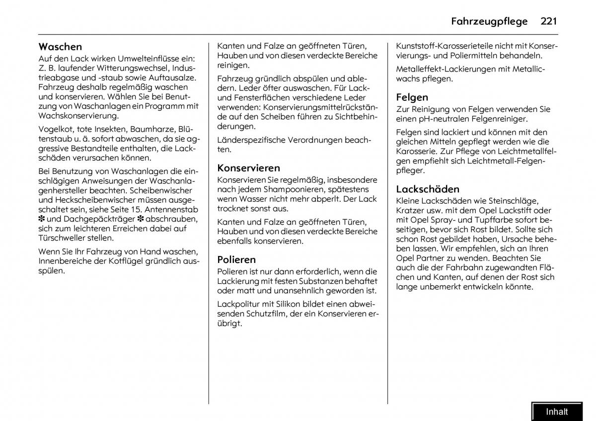 Opel Meriva I 1 A Chevrolet Meriva Vauxhall Meriva Handbuch / page 223