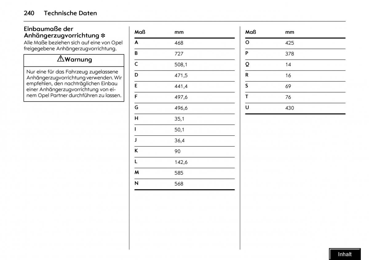 Opel Meriva I 1 A Chevrolet Meriva Vauxhall Meriva Handbuch / page 242