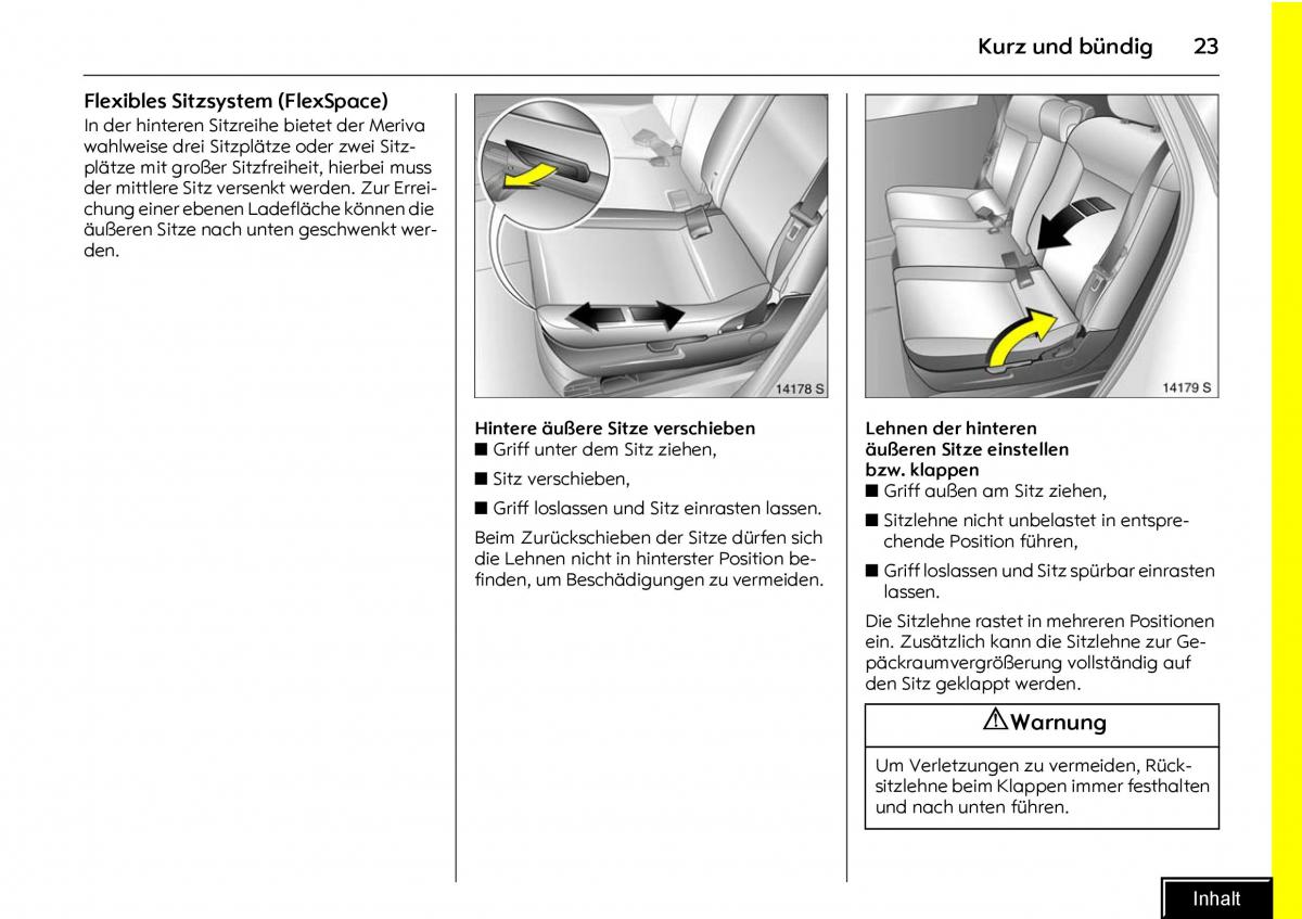 Opel Meriva I 1 A Chevrolet Meriva Vauxhall Meriva Handbuch / page 25