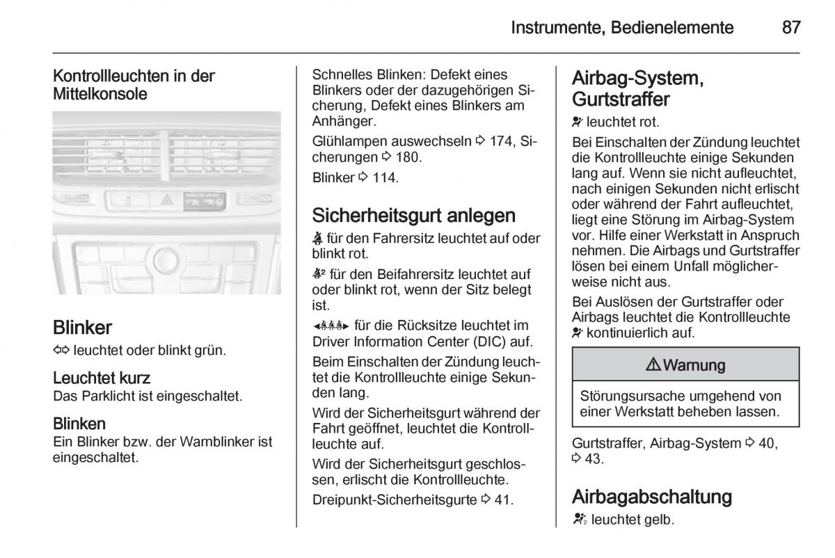 Opel Mokka Handbuch / page 89