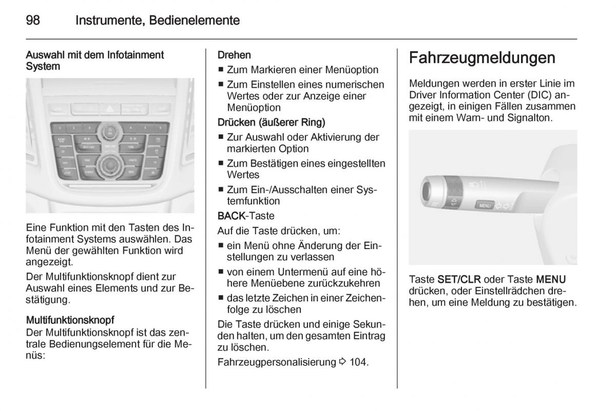 Opel Mokka Handbuch / page 100