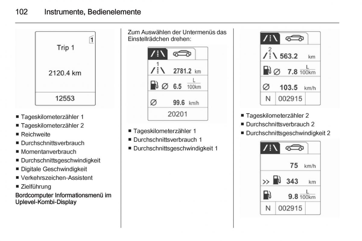 Opel Mokka Handbuch / page 104