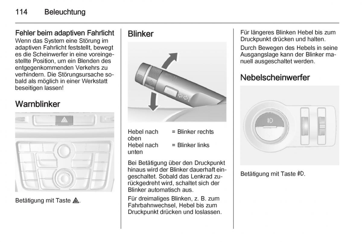 Opel Mokka Handbuch / page 116