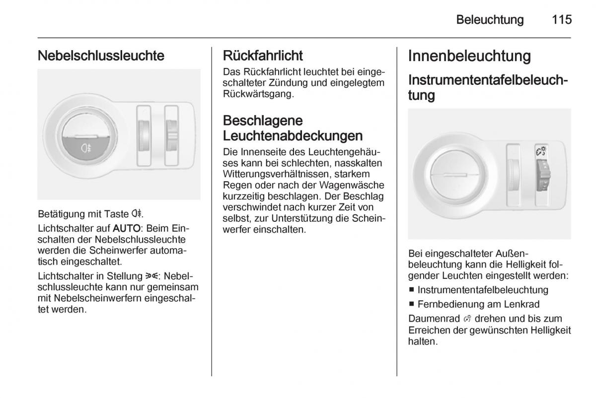 Opel Mokka Handbuch / page 117