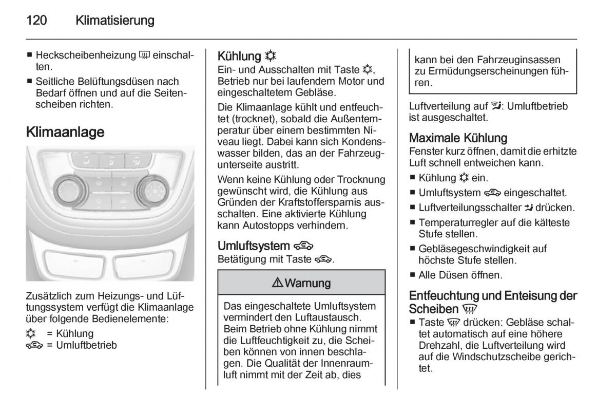 Opel Mokka Handbuch / page 122