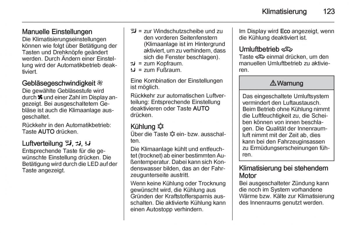 Opel Mokka Handbuch / page 125