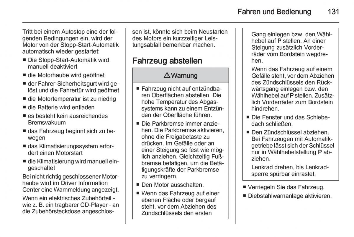 Opel Mokka Handbuch / page 133