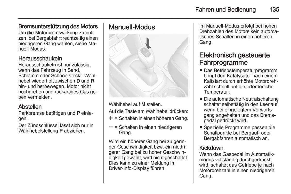 Opel Mokka Handbuch / page 137