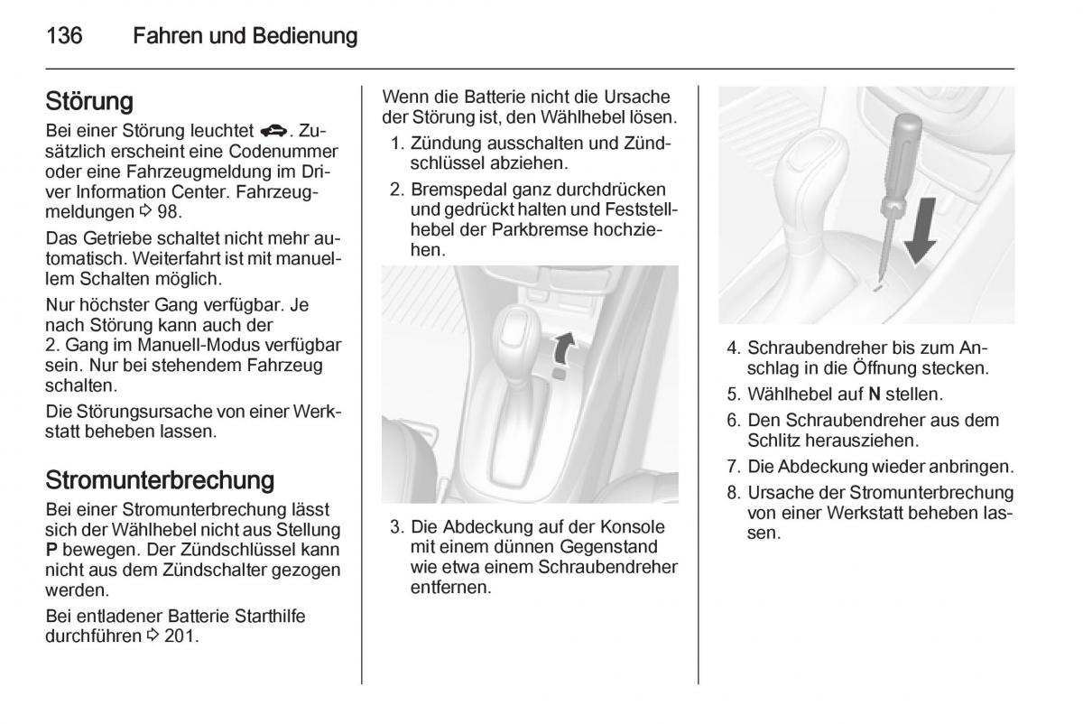 Opel Mokka Handbuch / page 138