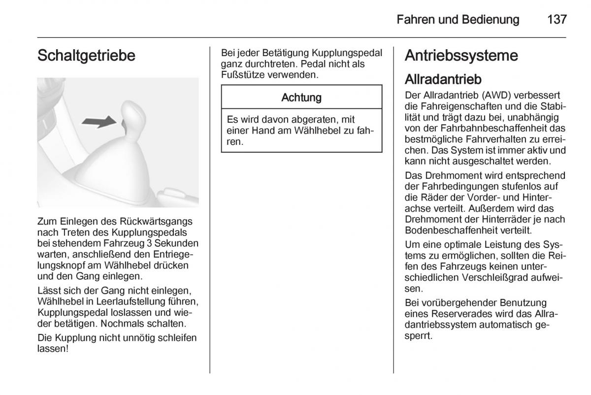 Opel Mokka Handbuch / page 139