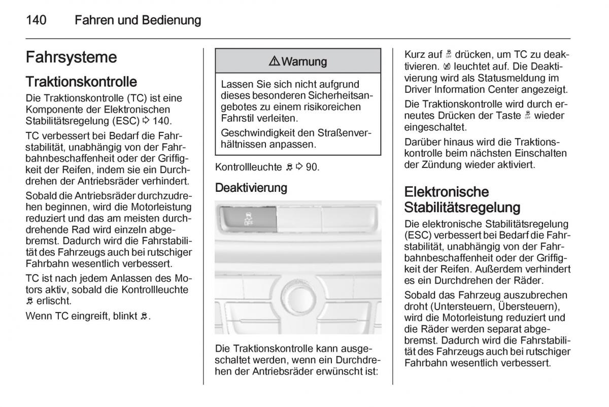 Opel Mokka Handbuch / page 142