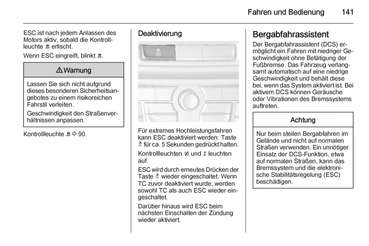 Opel Mokka Handbuch / page 143