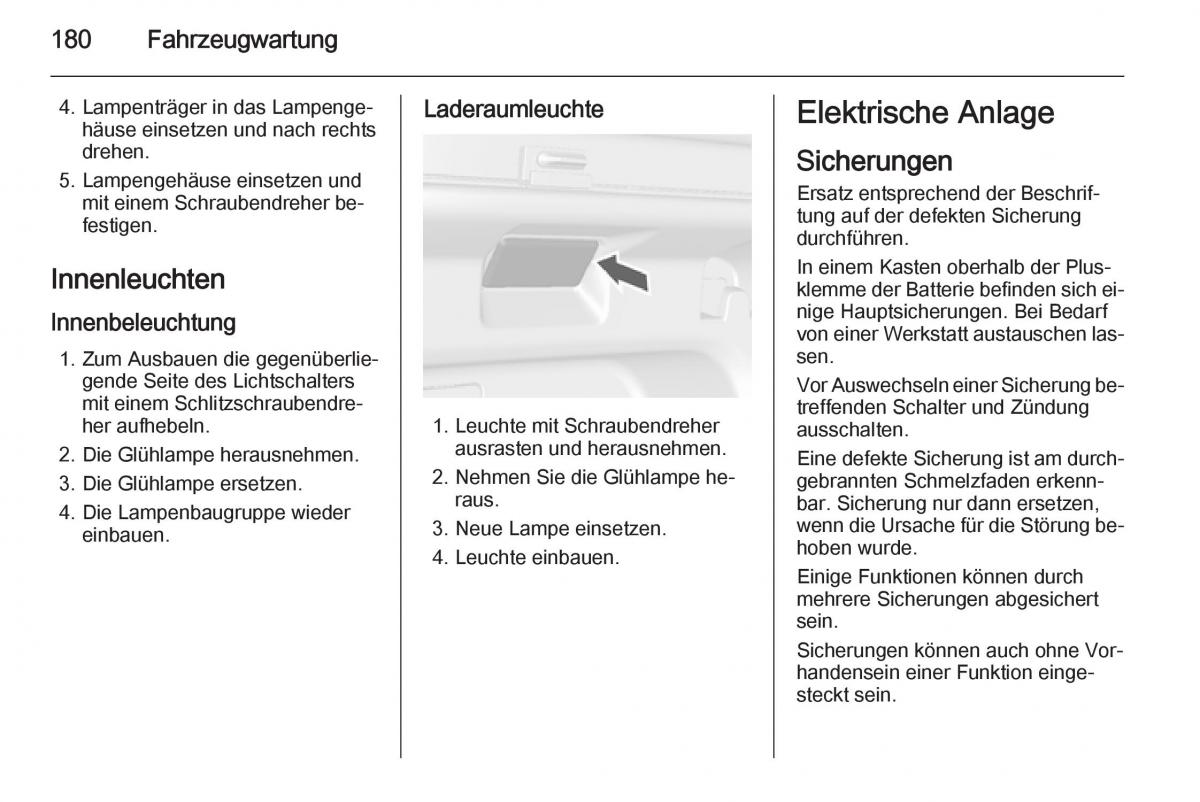 Opel Mokka Handbuch / page 182