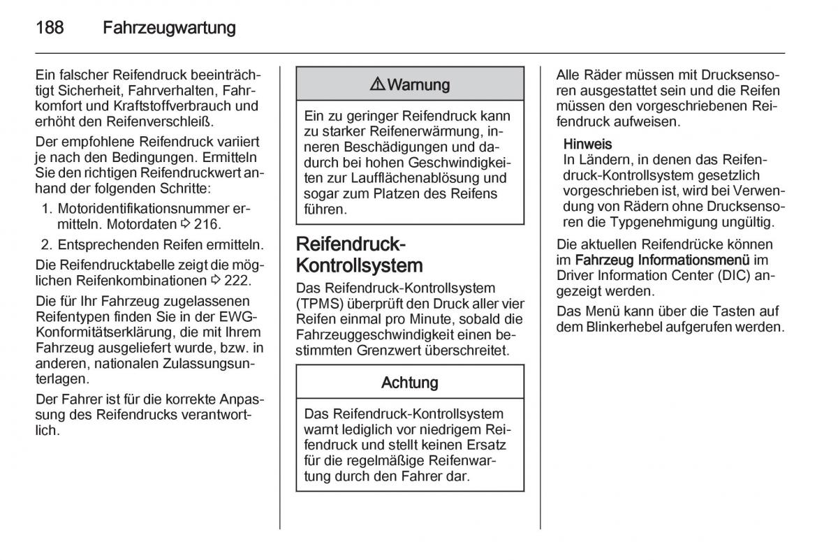 Opel Mokka Handbuch / page 190