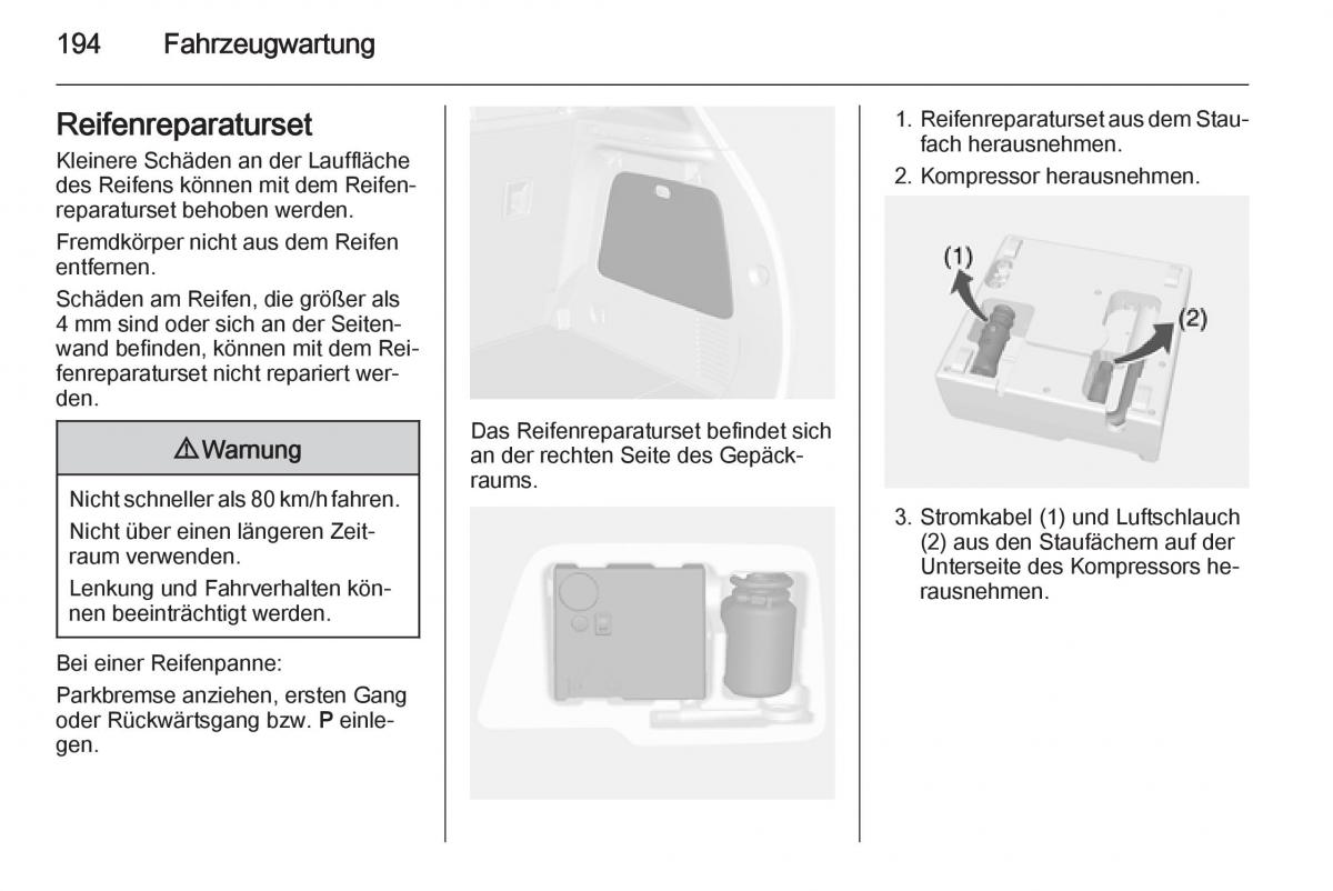 Opel Mokka Handbuch / page 196