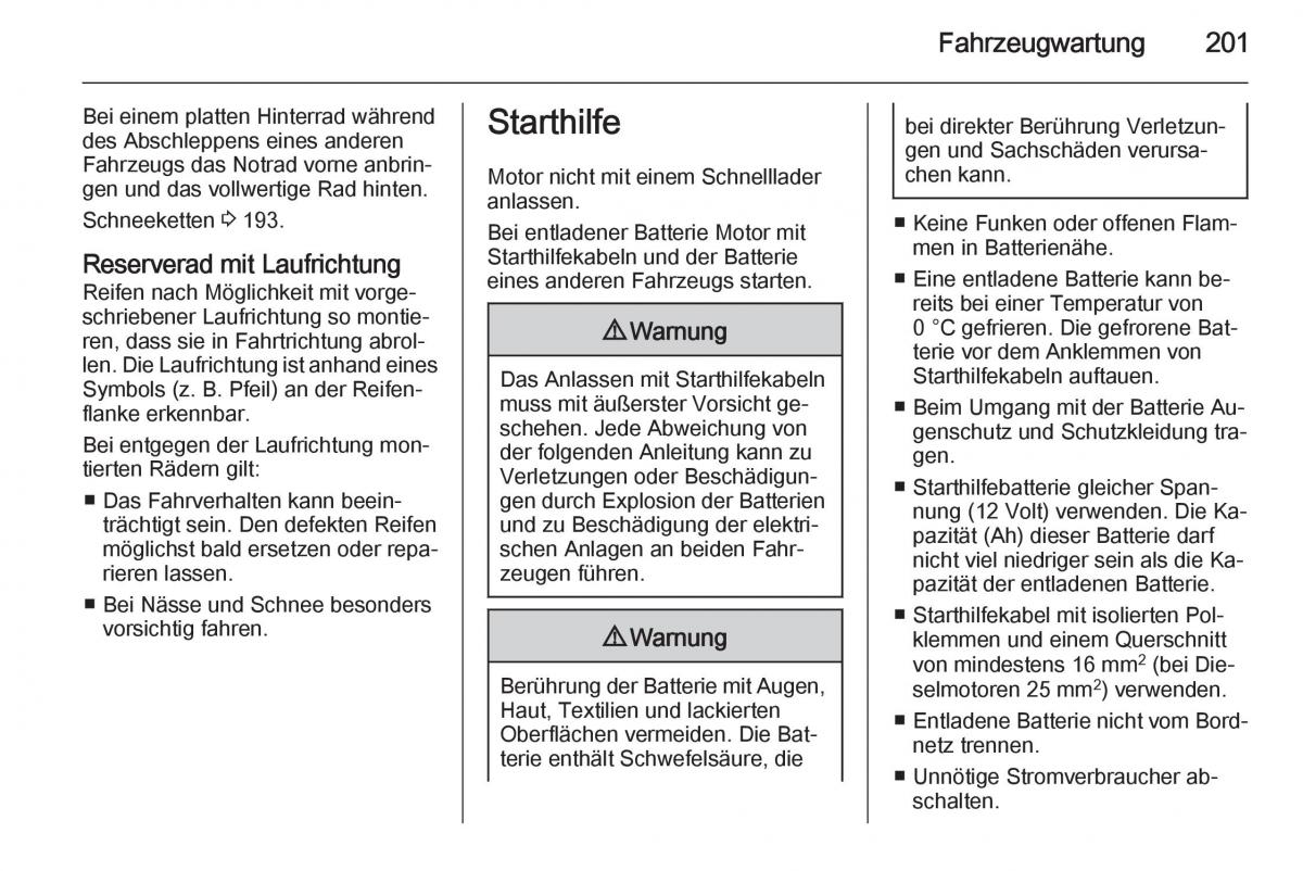 Opel Mokka Handbuch / page 203