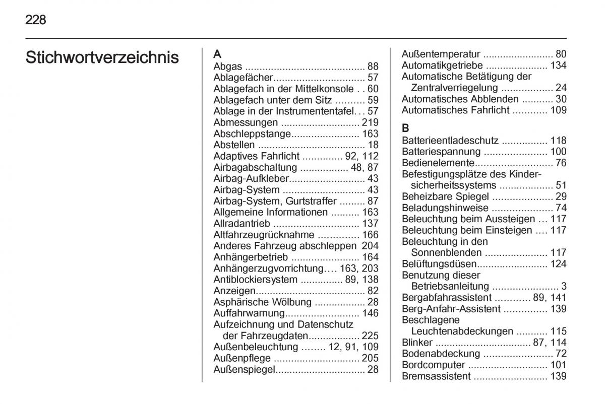 Opel Mokka Handbuch / page 230