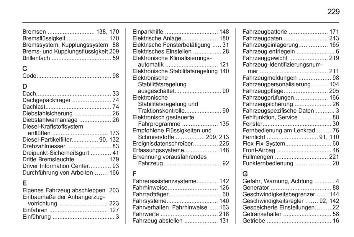 Opel Mokka Handbuch / page 231