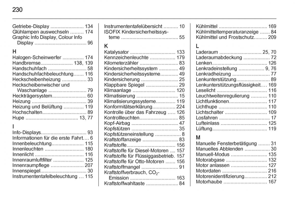 Opel Mokka Handbuch / page 232