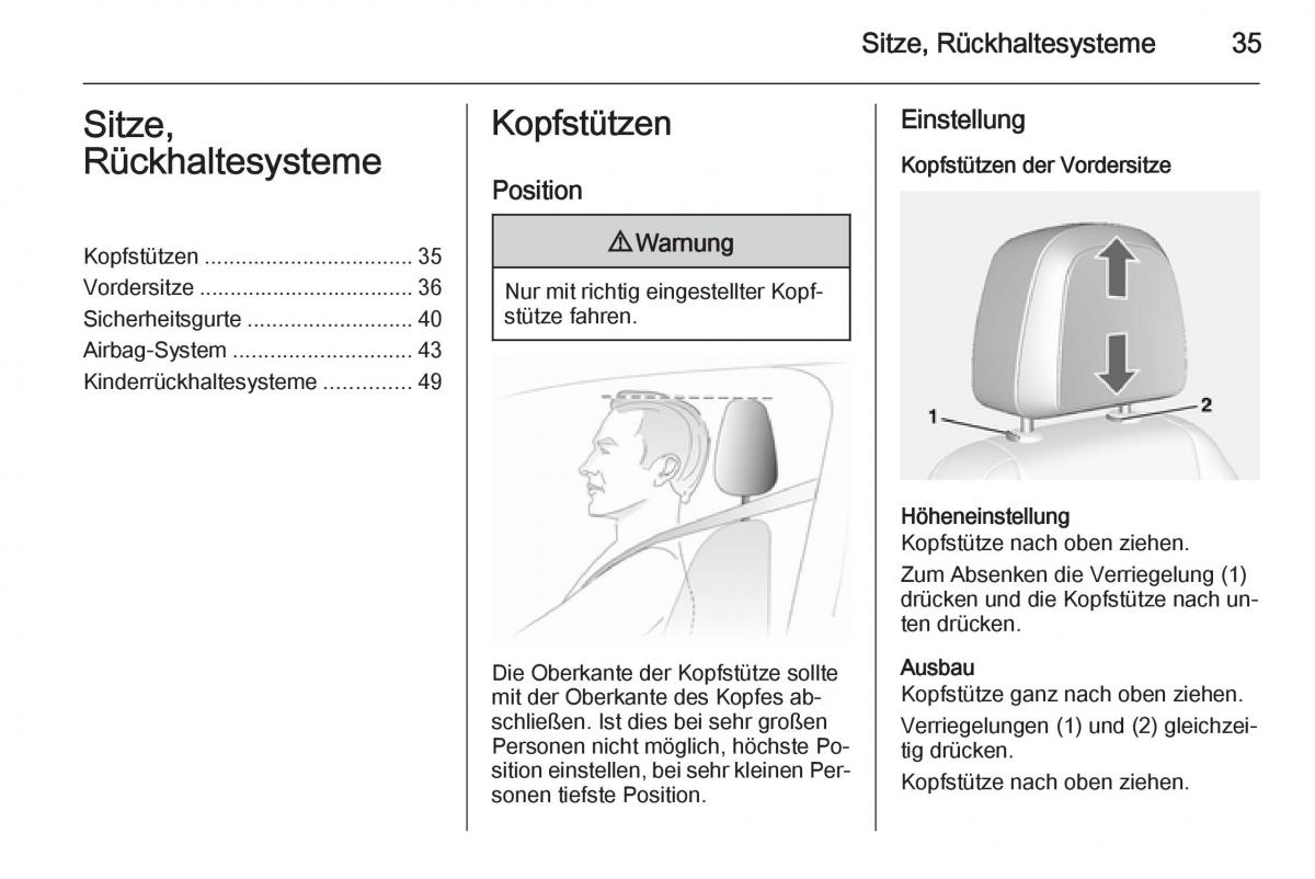 Opel Mokka Handbuch / page 37