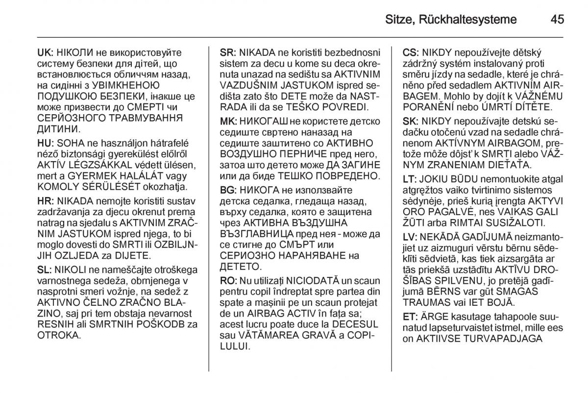 Opel Mokka Handbuch / page 47