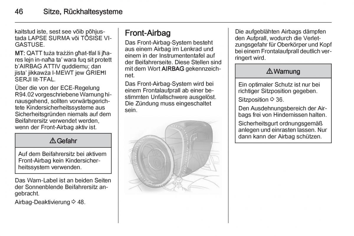 Opel Mokka Handbuch / page 48