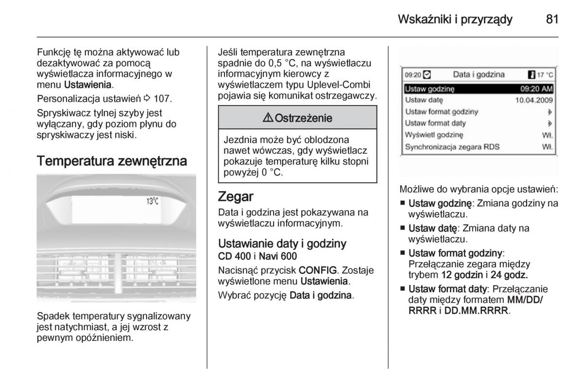 Opel Mokka instrukcja obslugi / page 83