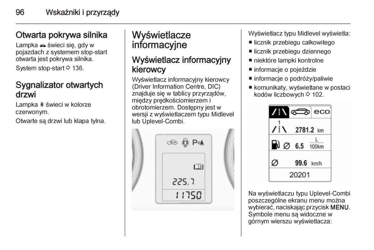 Opel Mokka instrukcja obslugi / page 98