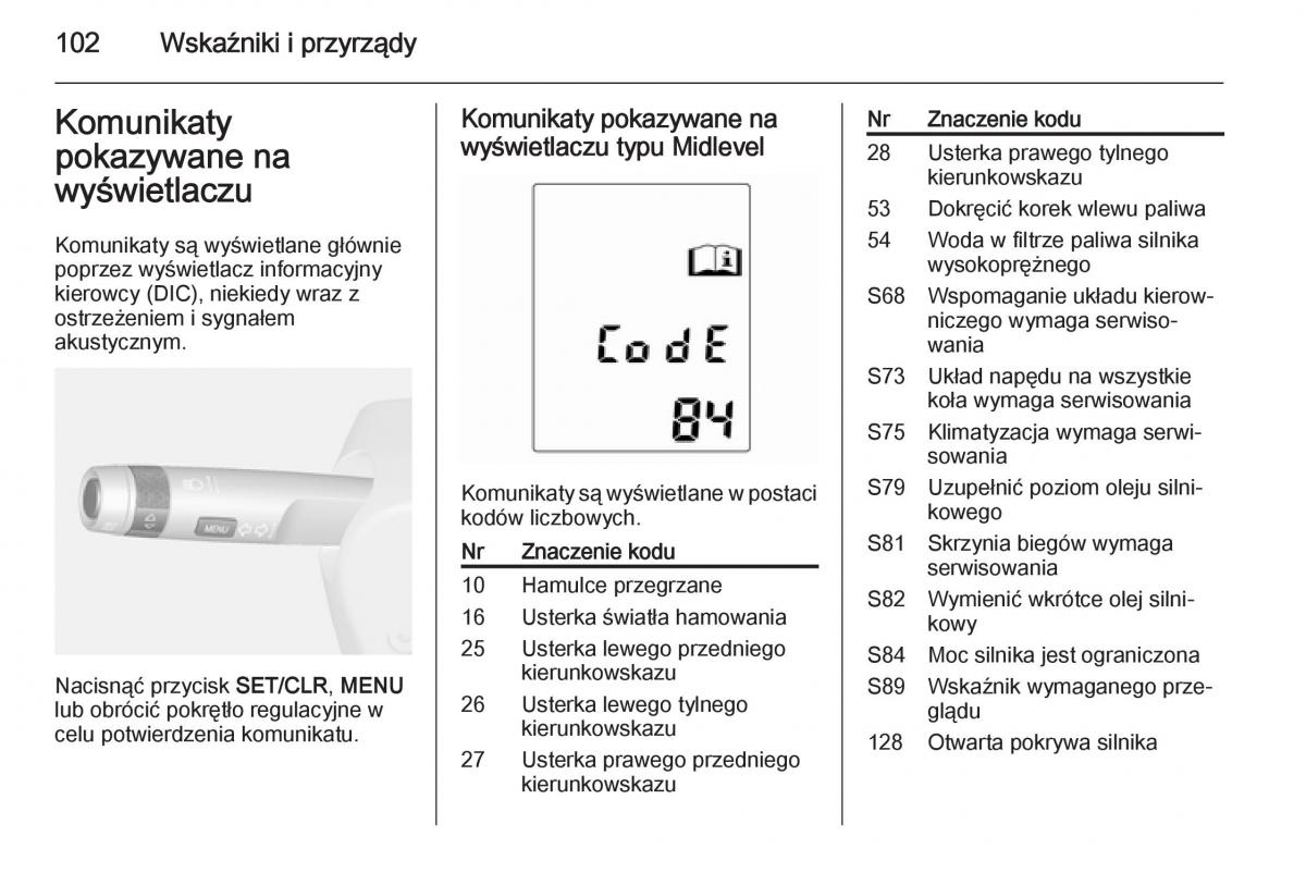 Opel Mokka instrukcja obslugi / page 104