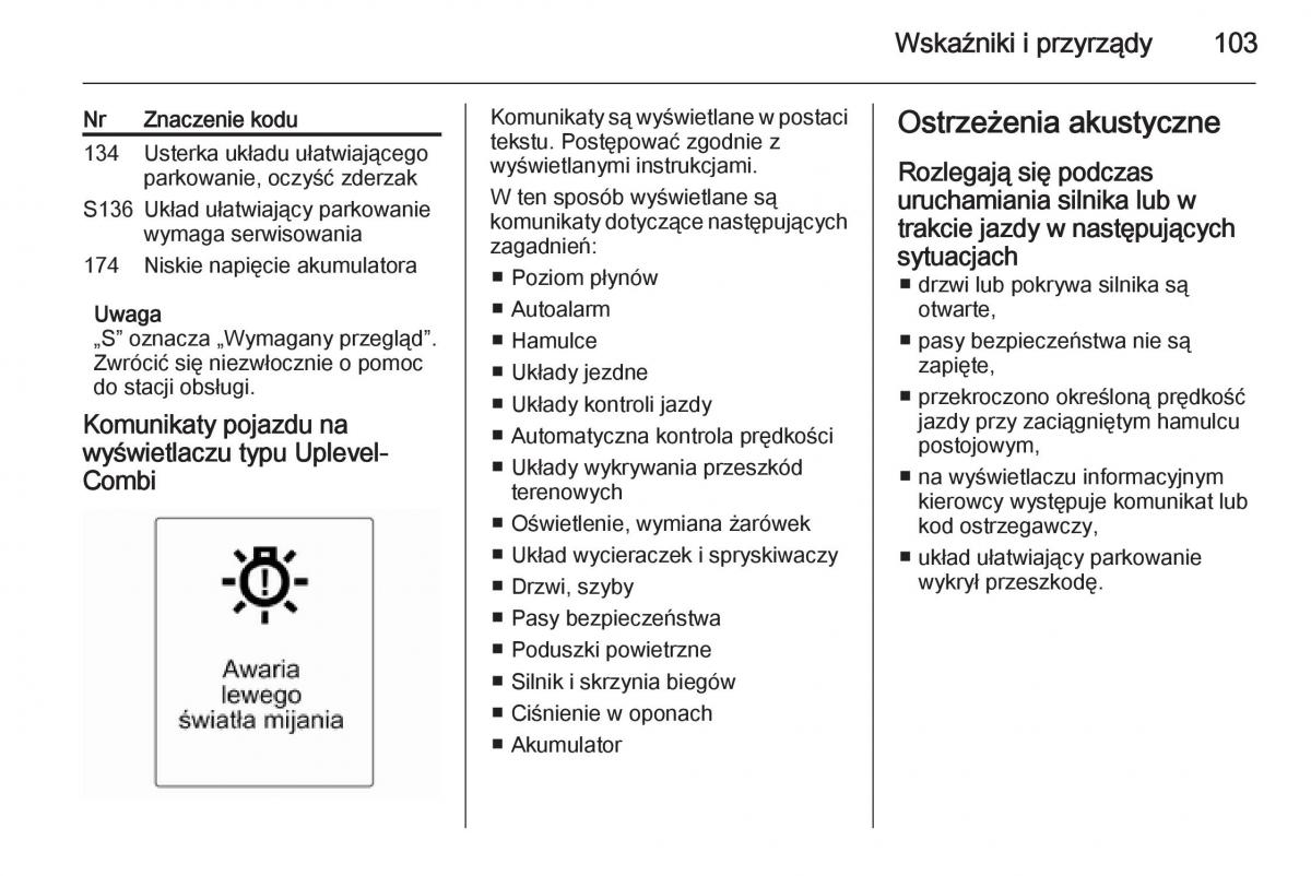 Opel Mokka instrukcja obslugi / page 105