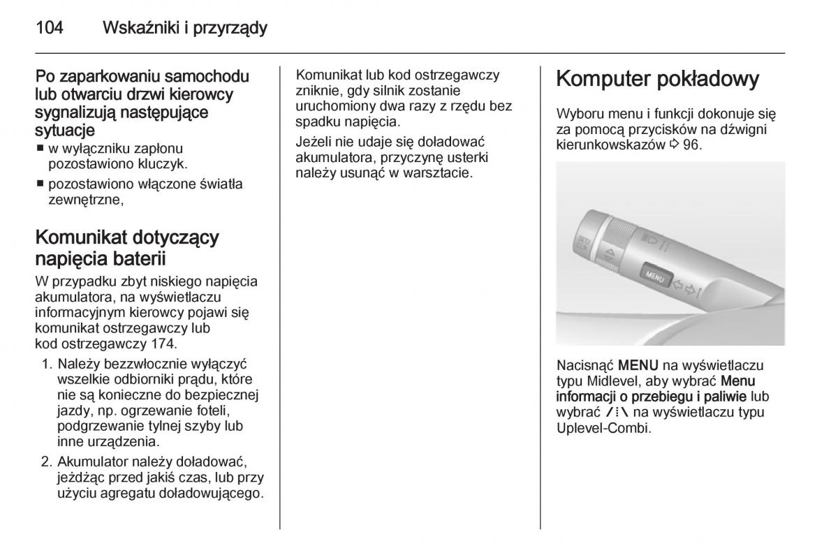 Opel Mokka instrukcja obslugi / page 106