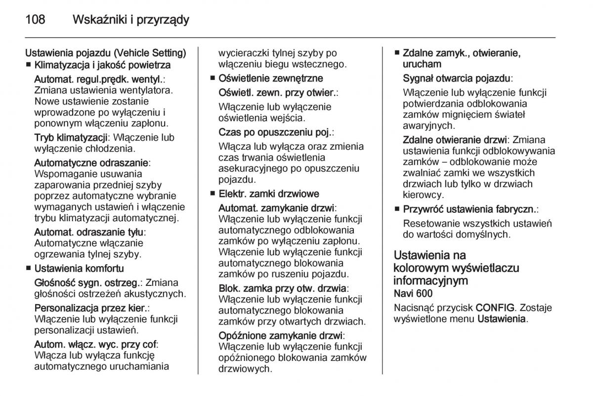 Opel Mokka instrukcja obslugi / page 110