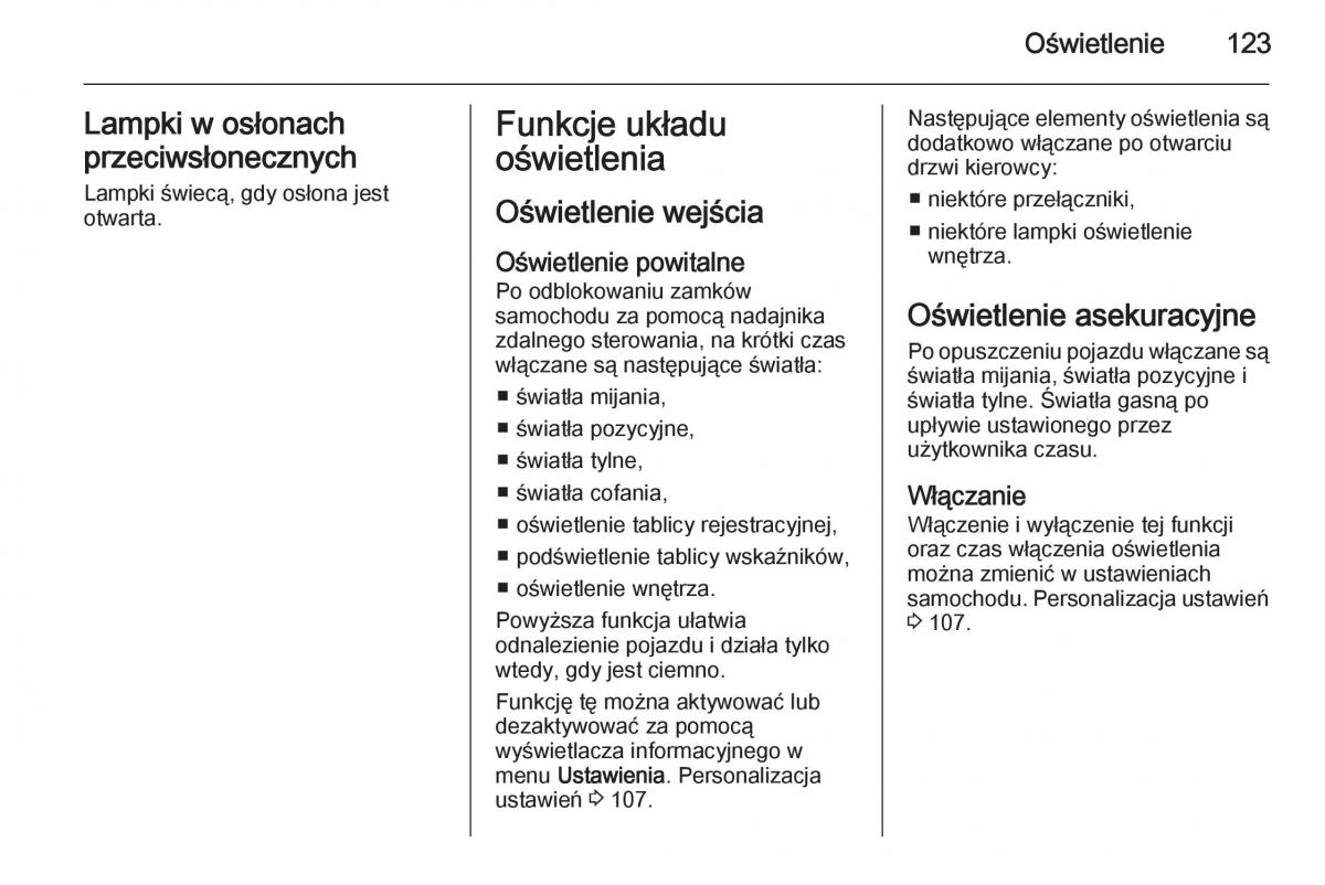 Opel Mokka instrukcja obslugi / page 125