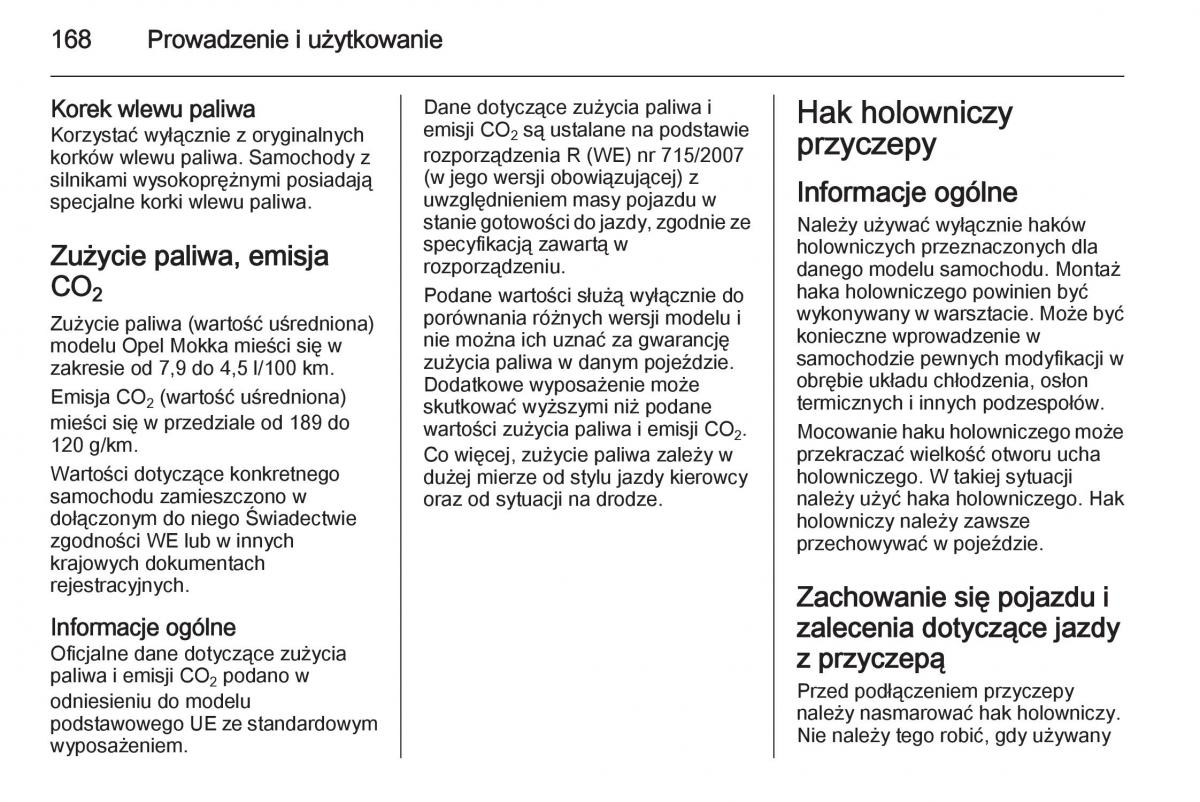 Opel Mokka instrukcja obslugi / page 170