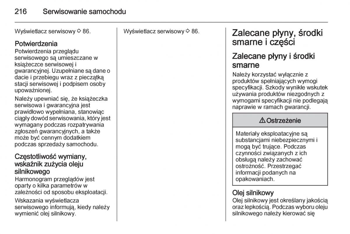 Opel Mokka instrukcja obslugi / page 218