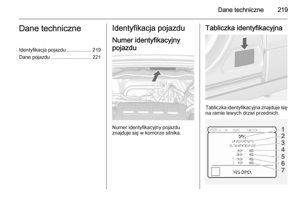 Opel Mokka instrukcja obslugi / page 221