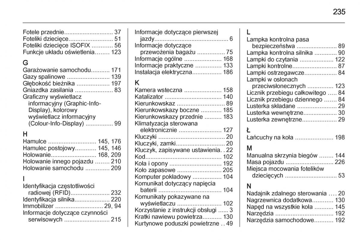 Opel Mokka instrukcja obslugi / page 237