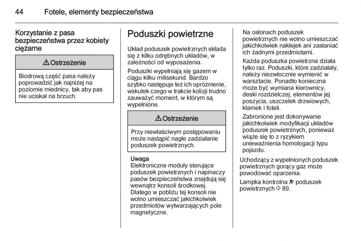 Opel Mokka instrukcja obslugi / page 46