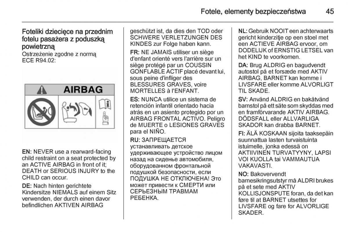 Opel Mokka instrukcja obslugi / page 47