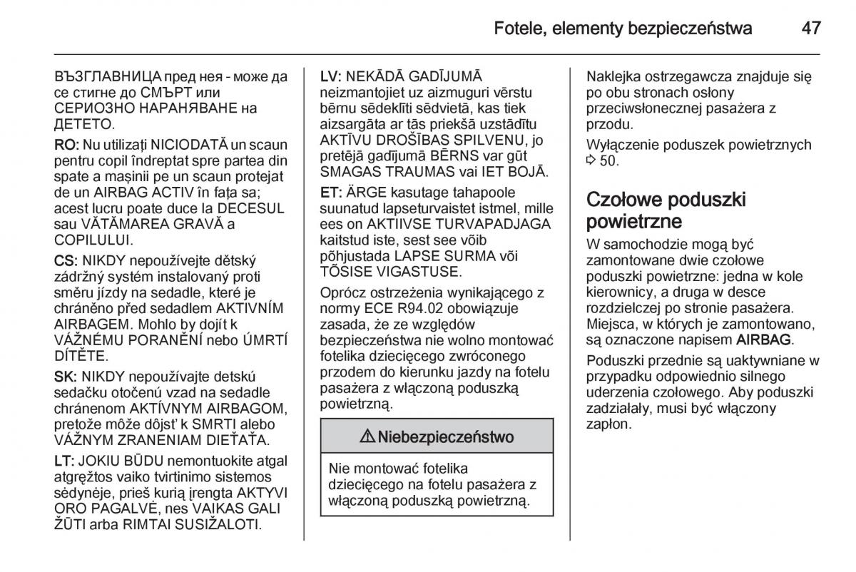 Opel Mokka instrukcja obslugi / page 49