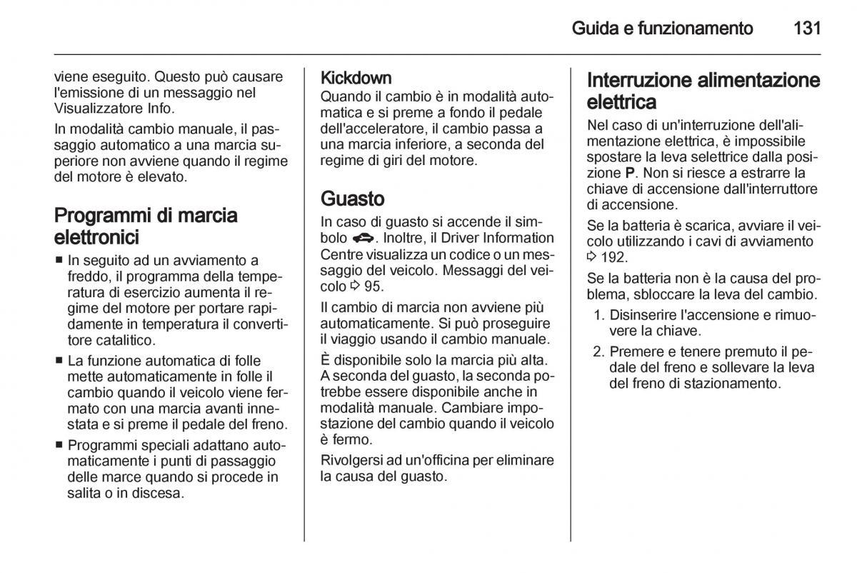 Opel Mokka manuale del proprietario / page 133