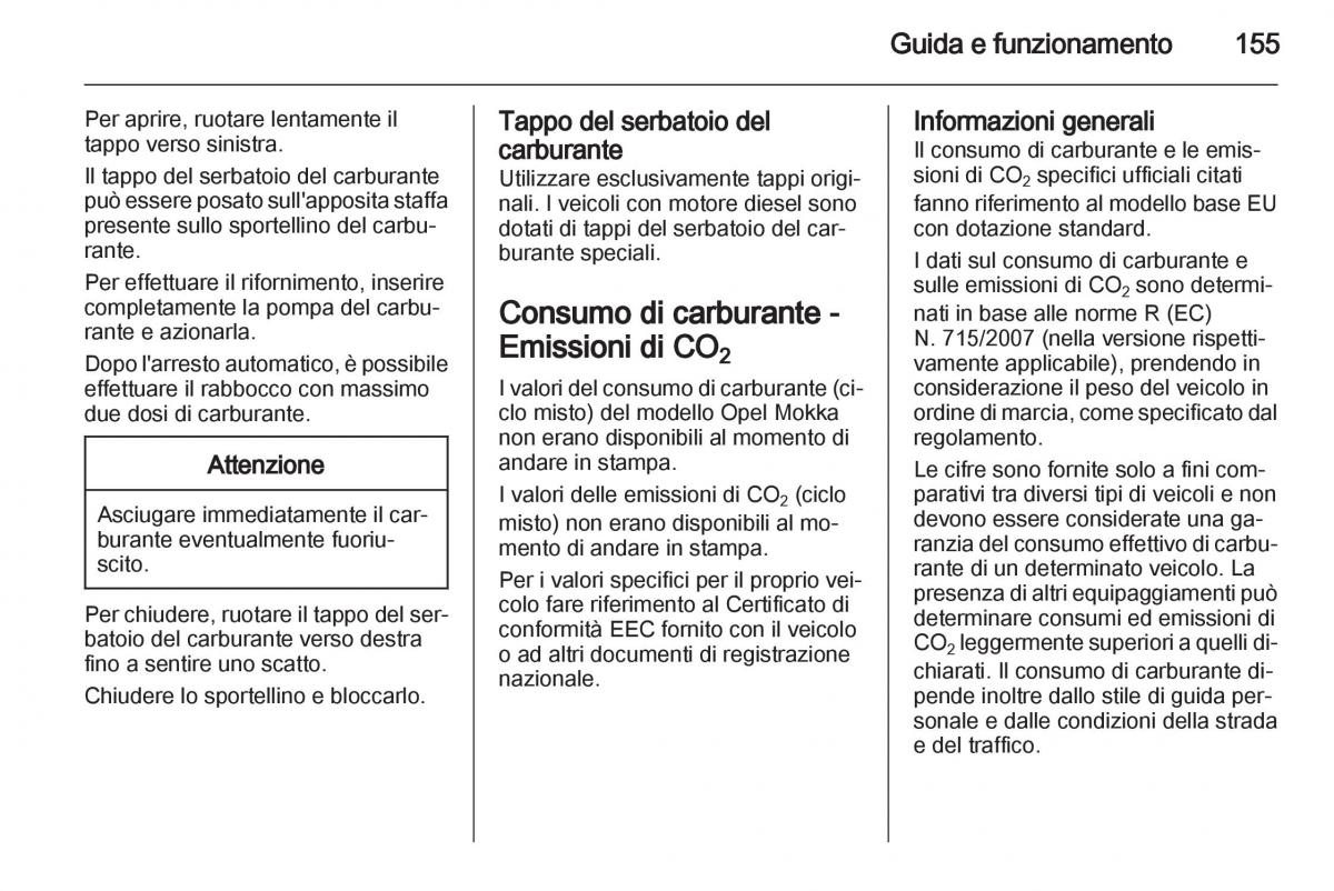 Opel Mokka manuale del proprietario / page 157