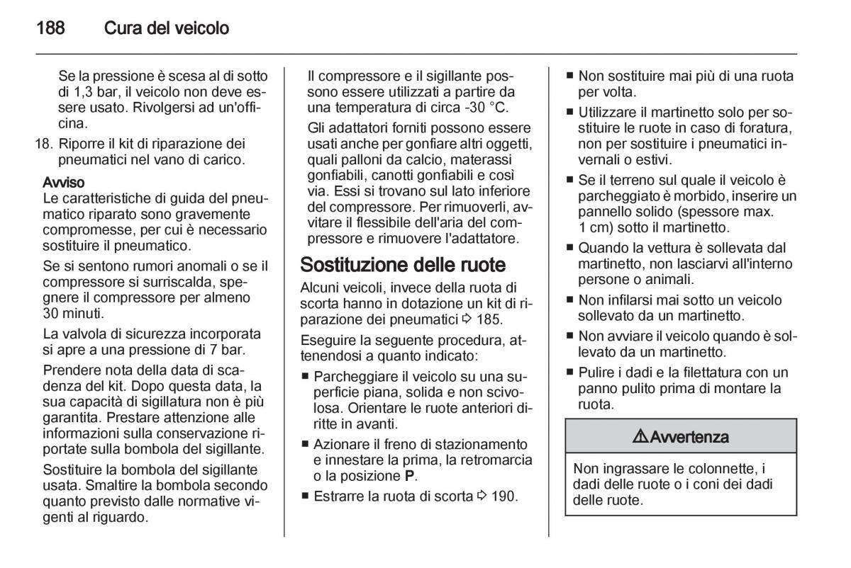 Opel Mokka manuale del proprietario / page 190