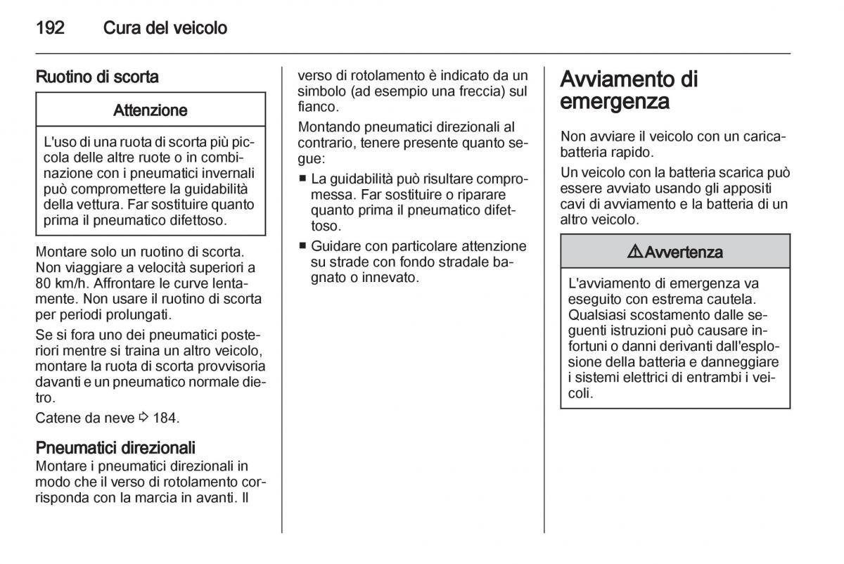 Opel Mokka manuale del proprietario / page 194