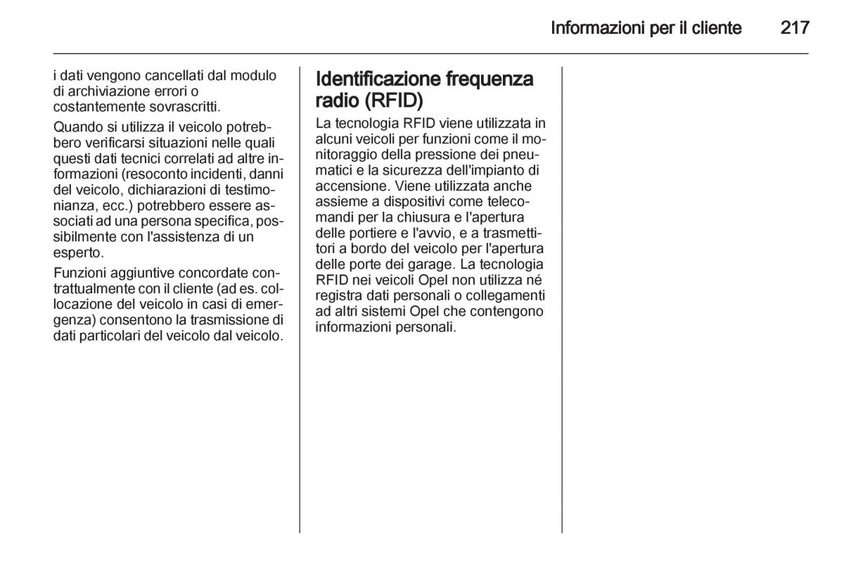 Opel Mokka manuale del proprietario / page 219