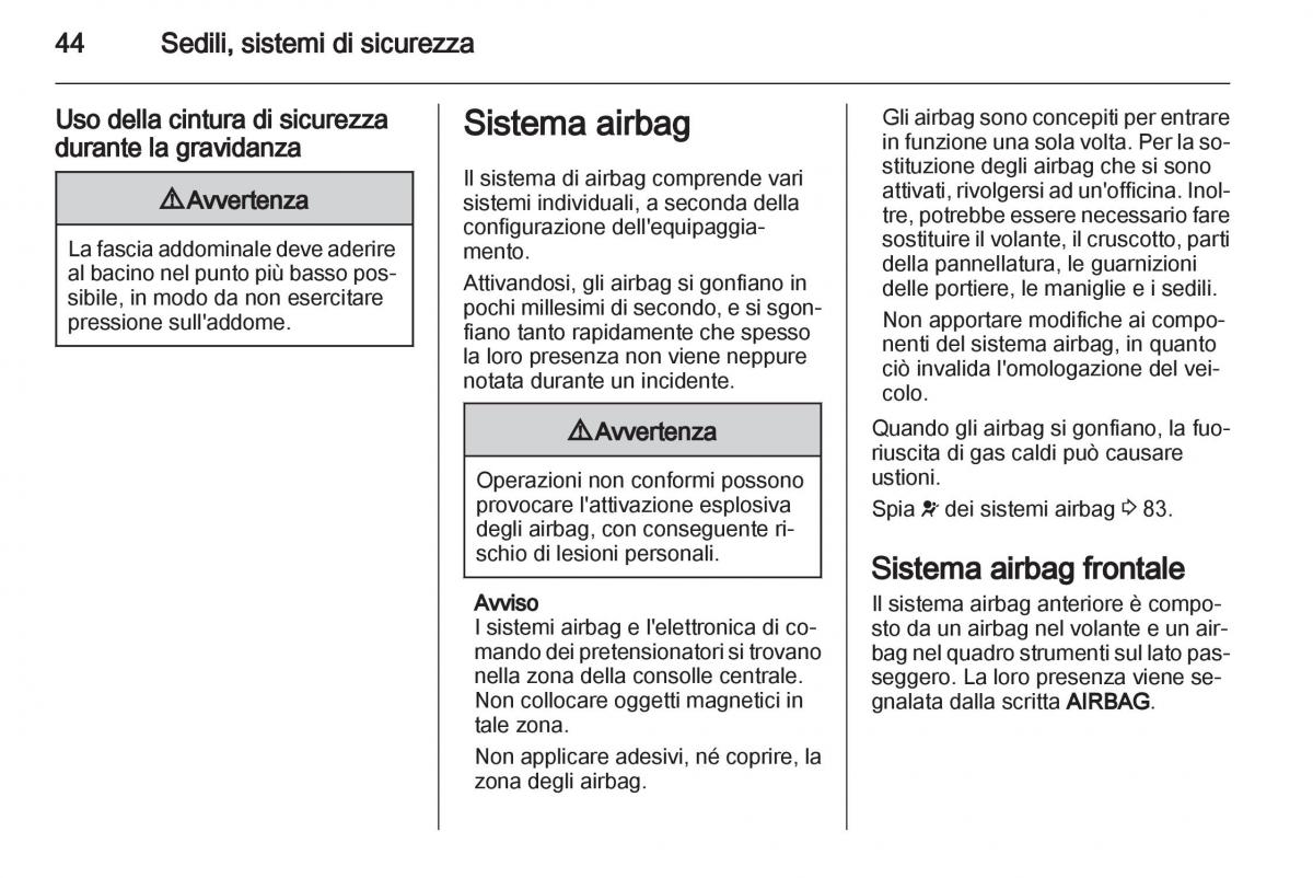 Opel Mokka manuale del proprietario / page 46