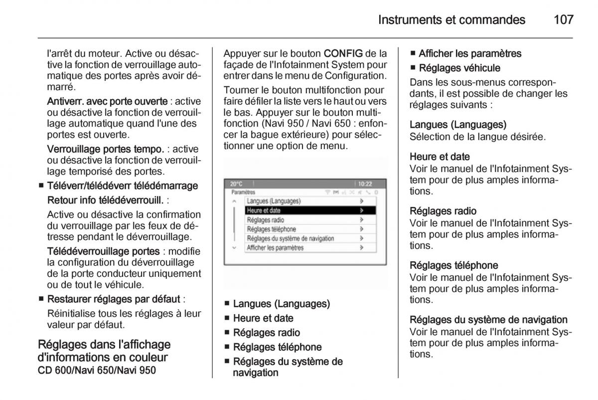 Opel Mokka manuel du proprietaire / page 109