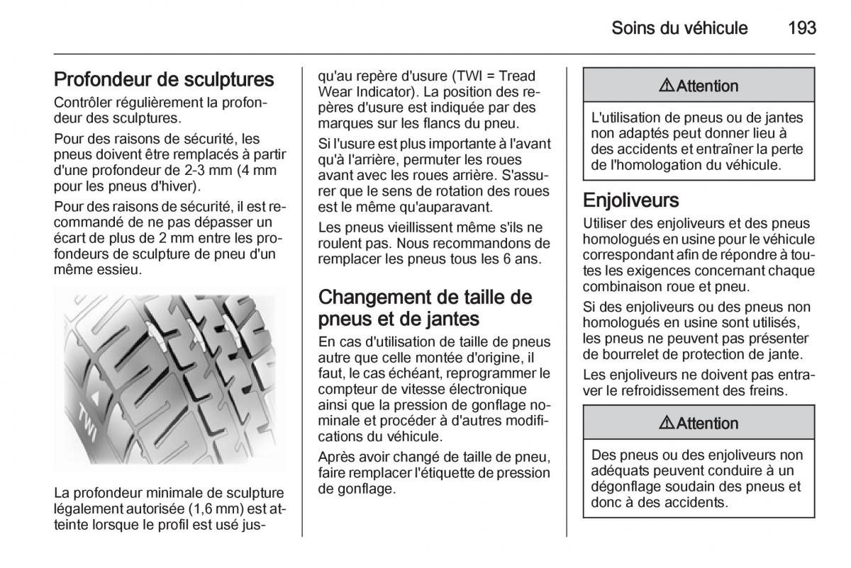 Opel Mokka manuel du proprietaire / page 195