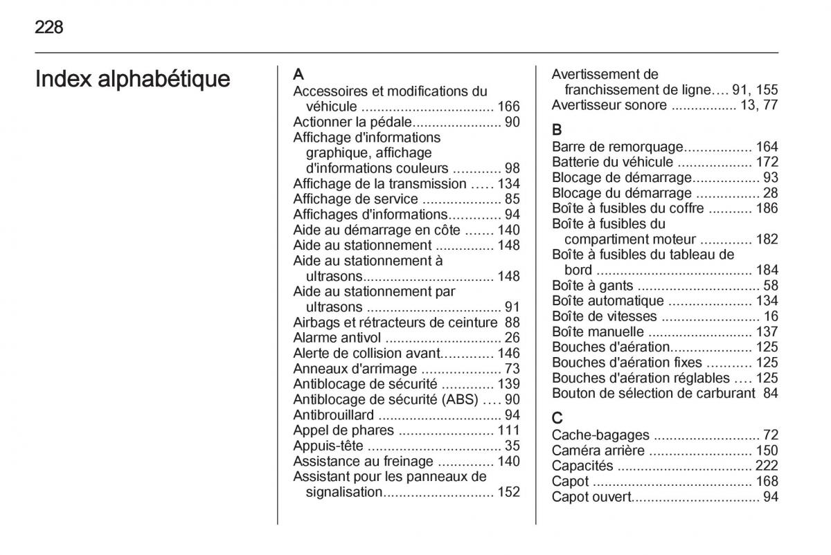 Opel Mokka manuel du proprietaire / page 230